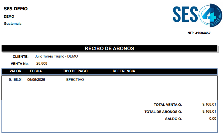 Ver recibo de abono