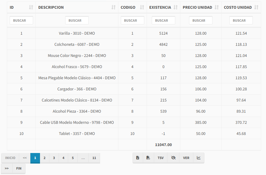 Reporte Inventario principal