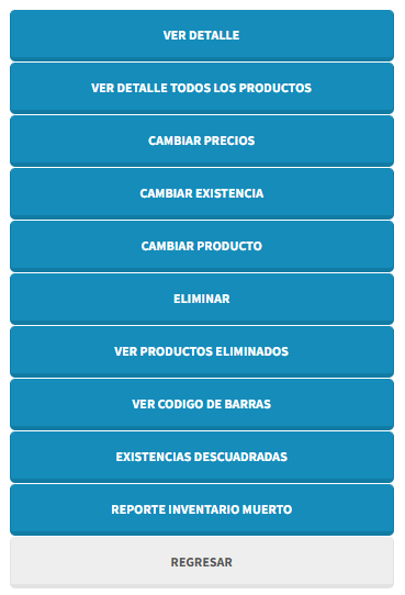 Botones de acciones del inventario